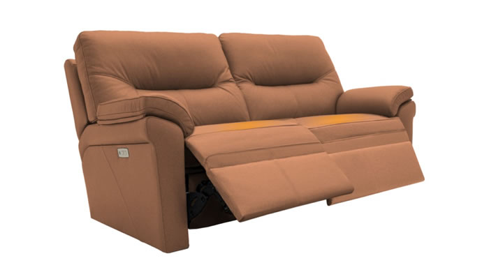 G Plan Seattle Heated Leather 2.5 Seater Electric Recliner Lumbar Support Texas Tan